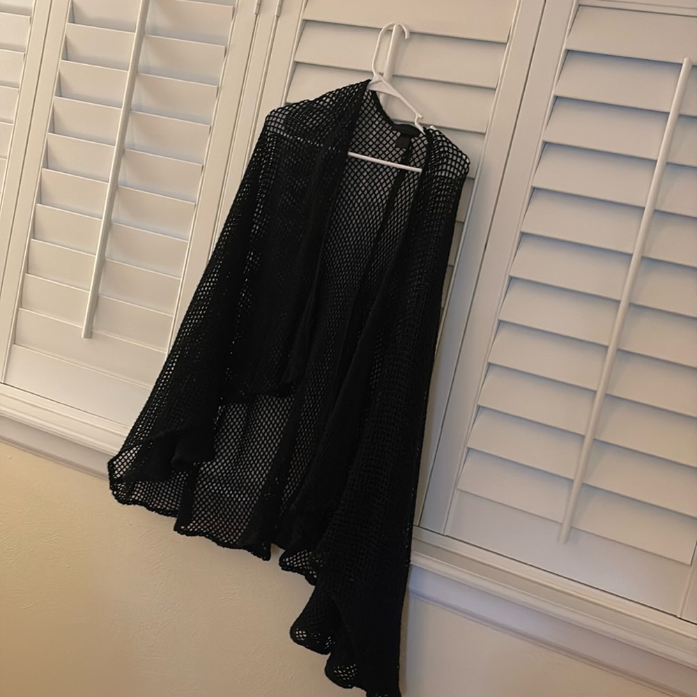 Black mesh poncho sweater